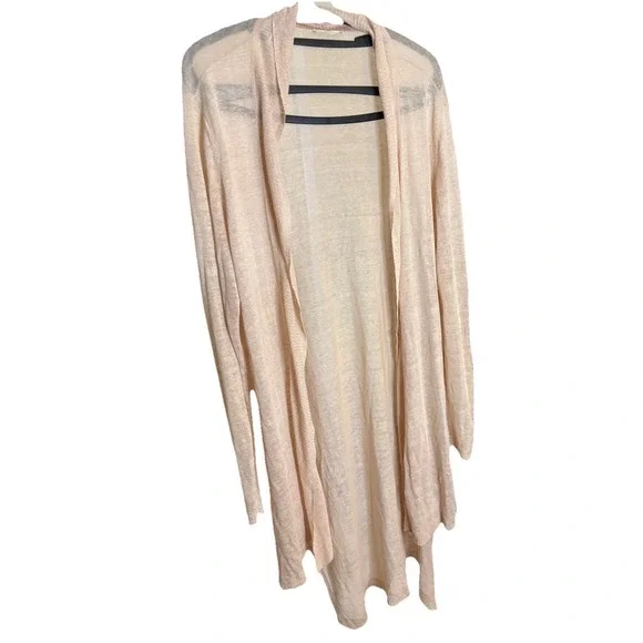 Eileen Fisher Cardigan Women Blush Open Front Asymmetric Cascade 41" Long - Picture 2 of 5